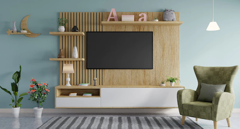 Tivi sau khi được lắp đặt lên tường bằng khung treo tivi sát tường