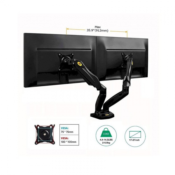 Giá Treo Hai Màn Hình Máy Tính Để Bàn NB F160 17-27 Inch - 2