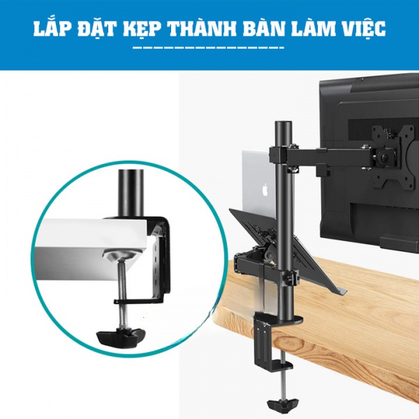 Giá Treo Màn Hình (17-32inch) Kèm Giá Đỡ Laptop/MacBook (10 – 17 - 32 Inch) - M074 - 1
