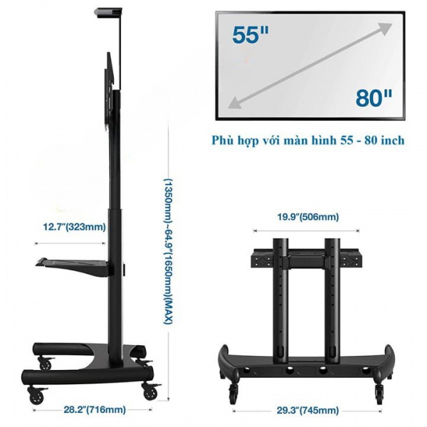 Giá Treo Tivi Di Động NB AVA1800-70-1P (55 – 90 Inch) - 5