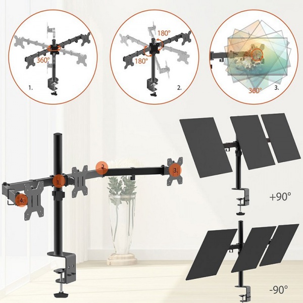Giá Treo 3 Màn Hình Máy Tính Để Bàn Nằm Ngang M083 - 2