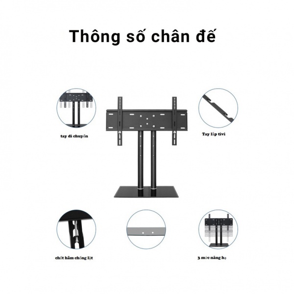 Chân Đế Tivi Đa Năng E607 - Mặt Kính Cường Lực cho tivi từ 40-65 inch - 10